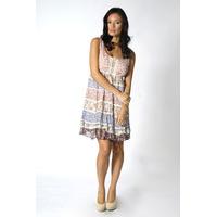 Print Sleeveless Crochet Trim Dress