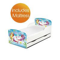 PriceRightHome Magical Pony Toddler Bed with Underbed Storage and Fully Sprung Mattress