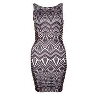 Printed Scuba Bodycon Dress with Studs