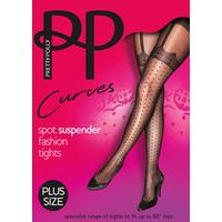 Pretty Polly Curves Mock Spot And Lace Suspender Tights