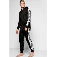 Print Fleece Lounge Tracksuit - black