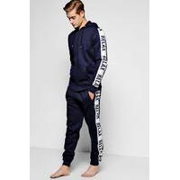 Print Fleece Lounge Tracksuit - navy