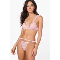 pretty lace multi strap bralet brief set baby pink