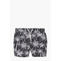 Print Short Swim Shorts - black