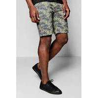 Print Khaki Chino Shorts - khaki