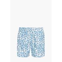 print mid length swim shorts blue