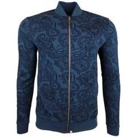 pretty green naseby paisley zip sweat mens tracksuit jacket in blue