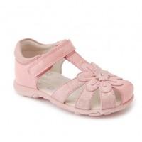 primrose pink leather girls riptape sandals