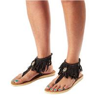 Pretty Hot And Tempting-Flip flops - Flipflops Suede Fringes - Black