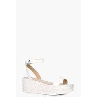 Print Wedge Sandal - white