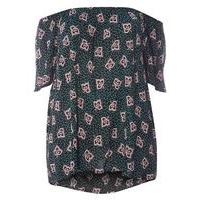 Printed Bardot Top, Dark Multi