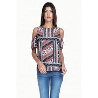 printed cold shoulder top