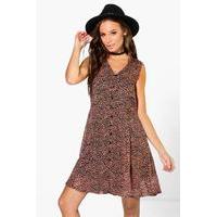 Printed Button Through Dress - multi