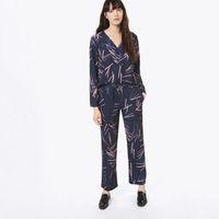 Printed Pencil Drawstring Pants - Marine