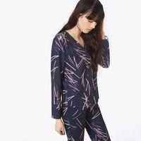 printed pencil popover blouse marine