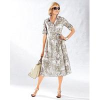 Printed Shirt Dress, Stone/Chalk White Mix, Size 22, 100% cotton