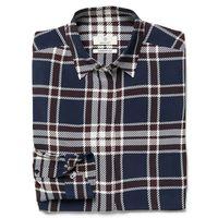 Printed Check Silk Blouse - Marine