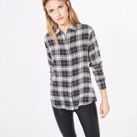 Printed Check Silk Blouse - Black