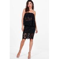 premium scallop lace top skirt co ord black