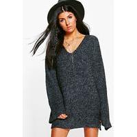 Premium Oversized Wide Sleeve Knitted Dress - grey