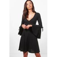 Premium Lola Rib Wrap Dress - black