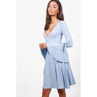 Premium Lola Rib Wrap Dress - mid blue