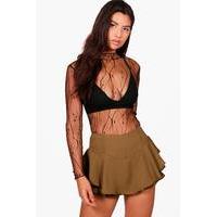 premium woven skort khaki