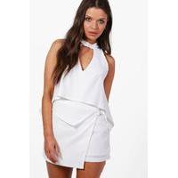 premium woven skort white