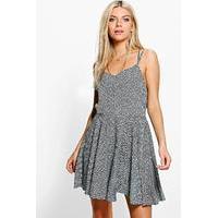 Printed Skater Dress - black