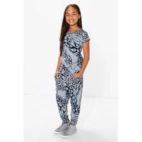 printed animal jumpsuit grey