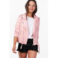 premium faux suede biker pink