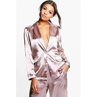 premium satin tailored blazer rose