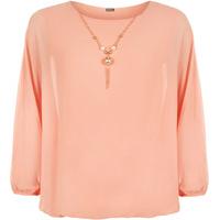 Priya Chiffon Necklace Batwing Top - Pink