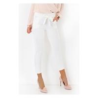 Prini White Tie Waist Paperbag Trousers