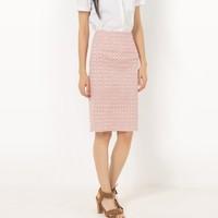 Printed Cotton Satin Pencil Skirt