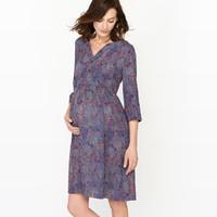 printed maternity dress with 34 sleeves