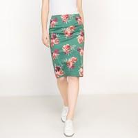 Printed Cotton Satin Pencil Skirt