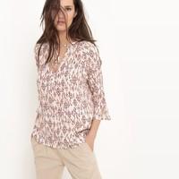 Printed Blouse with Low Back