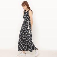 printed maxi dress with belt