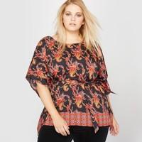 Printed Belted Blouse