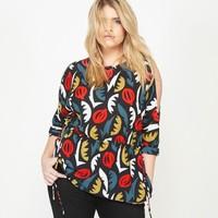 printed blouse with 34 length sleeves