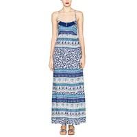 Printed Maxi Dress with Shoestring Straps