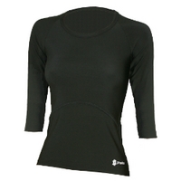 Proskins Slim Ladies 3/4 Length Sleeve Shirt Black - Size 12