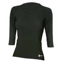 Proskins Slim Ladies 3/4 Length Sleeve Shirt Black - Size 14