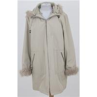 principles size 10 beige hooded coat with faux fur trim