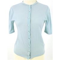 Pringle Size 10 High Quality Soft and Luxurious Pure Cashmere Short Sleeved Blue Cardigan