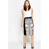 Printed Panel Pencil Skirt