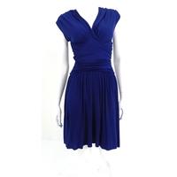 Prada Size S Royal Blue Strapless Ruched Faux Wrap Dress
