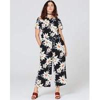 Printed Shirt Culotte Jumpsuit