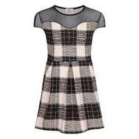 praslin mesh panel check skater dress